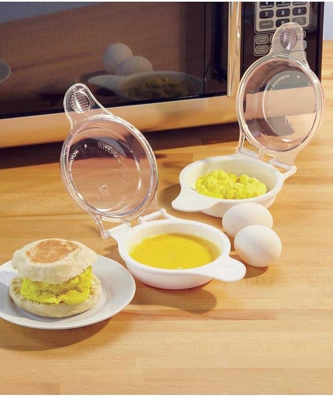 Trenton Gifts Microwave Egg Cooker/Poacher, Easy Scrambled Omelet Maker, Breakfast Cookware. Set of 2