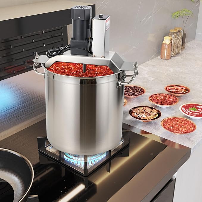Automatic Food Mixer 40L/10.5 Gal Sauce Stirrer Frying Machine Electric Mixer Machine Commercial Pot Seasoning Bottom Soup Sauce Stirrer for for Making Jam, Sauce (110V)