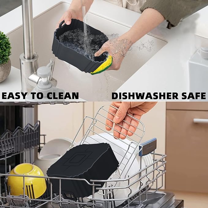 2 Pack Silicone Air Fryer Liners for CHEFMAN 2 Qt, Square Reusable Non-Stick Liners for COSORI 2.1 Quart, Instant Pot Vortex 2QT Mini Air Fryer, Easy Clean & Dishwasher Safe