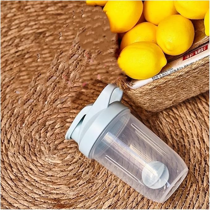 CHNLML Protein Shaker Bottle 400ML/16Oz w. Shaker Ball for Protein Shake, Shaker Bottle with Mixing Ball, Leak-Proof, BPA-Free, for Gym, Workout, Juice Mixer (Light Blue/Clear, 16Oz-400ML-1Bottle)