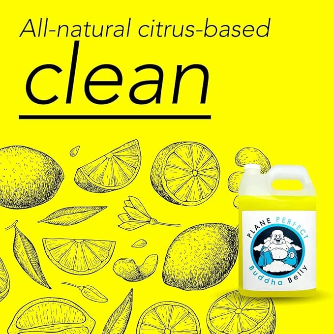Plane Perfect Buddha Belly Oil & Grease Cleaner - Heavy Duty Aviation Grade Citrus Degreaser Spray - Multi Surface Cleaner for Automotive Engine, Aircraft, Car, Truck & RV | 1 Gallon