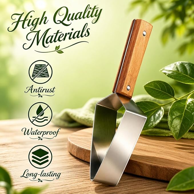 Stainless Steel Watermelon Cutter, Triangle Fruit Slicer with Wooden Handle, Melon Divider Tool for Watermelon, Cantaloupe and Honeydew, Kitchen Gadget for Picnic and BBQ (1PC)