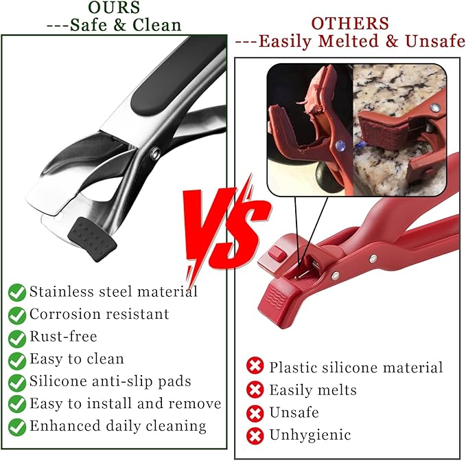 2PCS Hot Plate Gripper,Air Fryer Pans Gripper,Stainless Steel Hot Plate Bowl Retriever,Anti Scald Bowl Holder Clip,Kitchen Lifters Tongs for Egg Custard,Jidangeng,Microwave,Toaster,Oven Steamer