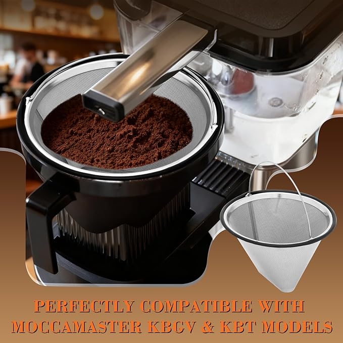 Reusable #4 Coffee Filter for Technivorm Moccamaster KBGV, KBT, Durable Metal Mesh, Stainless Steel #4 Coffee Filter, Durable Metal Mesh, for Richer, Fuller Coffee Flavour