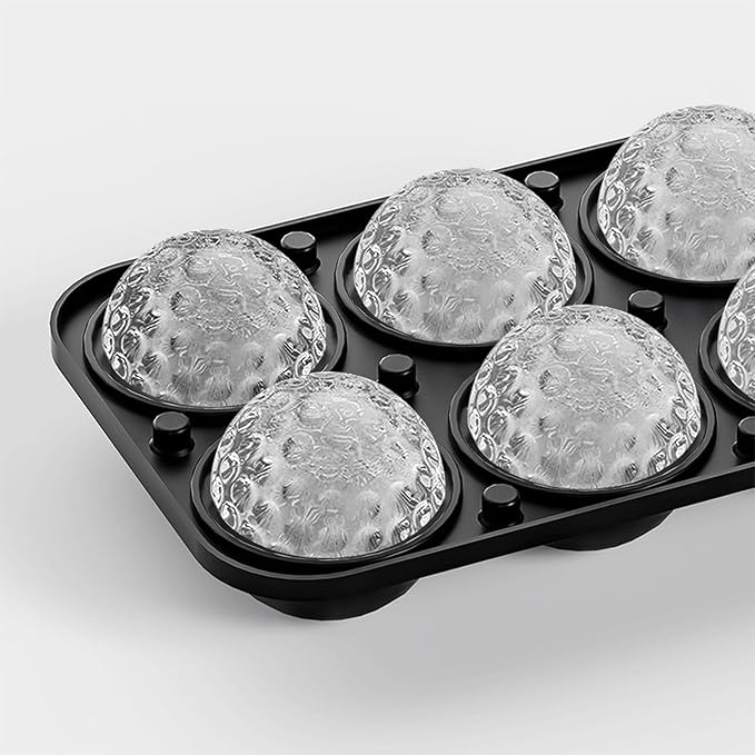 Samuelworld 3D Ice Golf Ball Mold - Silicone Sphere Ice Tray for Cocktails, Whiskey, Unique Design Silicone Ice Tray for Perfectly Round Ice Balls, Stylish Golf Round Ice (Black)