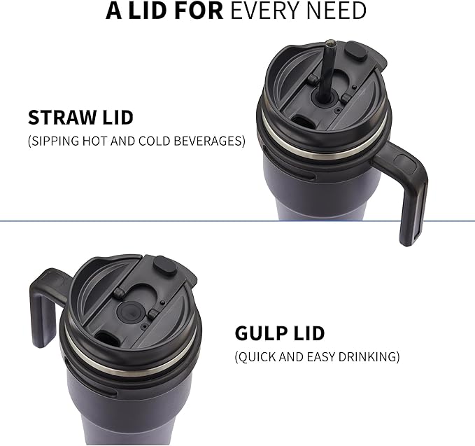 ALOUFEA 20 oz Insulated Coffee Mug Tumbler with Handle, Stainless Steel Travel Mug Tumbler with Lid and Straw,Double Wall Vacuum Leak Proof Ice Coffee Thermal Cup, Ocean Teal