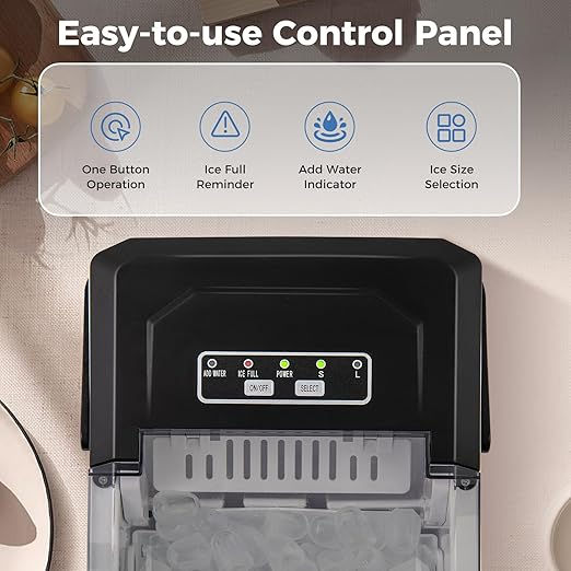 COSTWAY Countertop Ice Maker with Self-Cleaning, 9 Ice Cubes Ready in 6-13 Mins, 26.5Lbs/24H, 2 Sizes of Bullet Ice, Portable Ice Machine with Handle, Ice Scoop and Basket for Home Office (Silver)