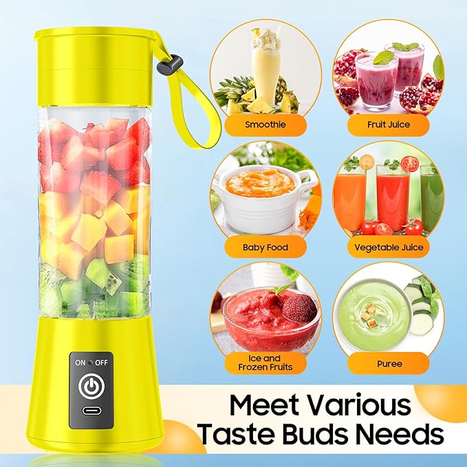 2026 Newly Upgraded Portable Smoothie Blender - Cordless Personal Blender Type-C Rechargeable, 13Oz Juice Cup BAP Free, 20,000Rpm Speed Powerful Blending, Freshly Squeezed in Sports/Office