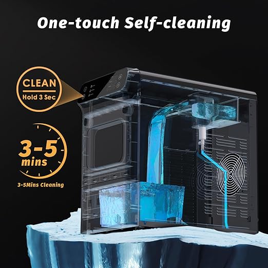 INOVIVA Nugget Ice Maker with 1.2 Gallon Tank, 40lbs/24H Soft & Chewable Ice, Automatic Water Supply, Preset Time, Self-Cleaning, Multifunctional Pellet Ice Machine for Home & Kitchen