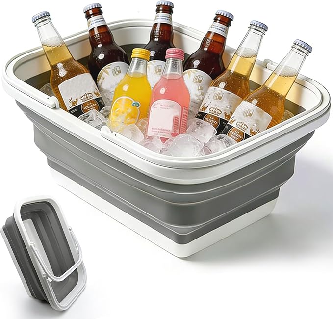 GIEHOUGRIO Ice Buckets for Parties Large and Collapsible Plastic Beverage Cooler Tub for Champagne Beer Sparkling Wine Cocktails, Versatile and portable