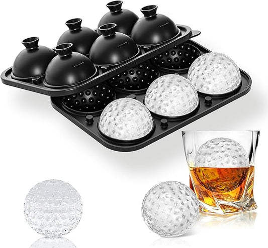 3D Golf Gifts Ice Cube Tray, 2.2" Large Golf Silicone Fun Shapes Whiskey Ice Mold for Cocktails, Bourbon,Brandy, Whiskey Gifts, Sphere Ice Molds for Chilling Beverages