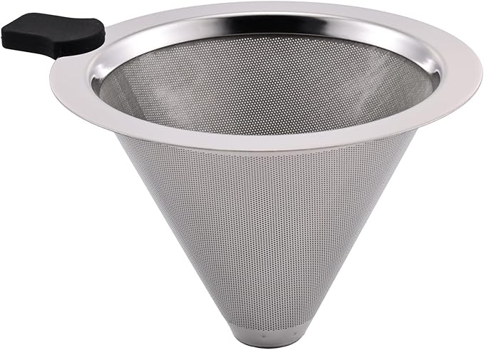Pour Over Coffee Filter Dripper, Stainless Steel Metal Cone Drip Coffee Filter, Paperless and Permanently Reusable, Eco-Friendly Metal Mesh Coffee,Cleaning Easy,Coffee and Tea Filter for 1-2 Cup