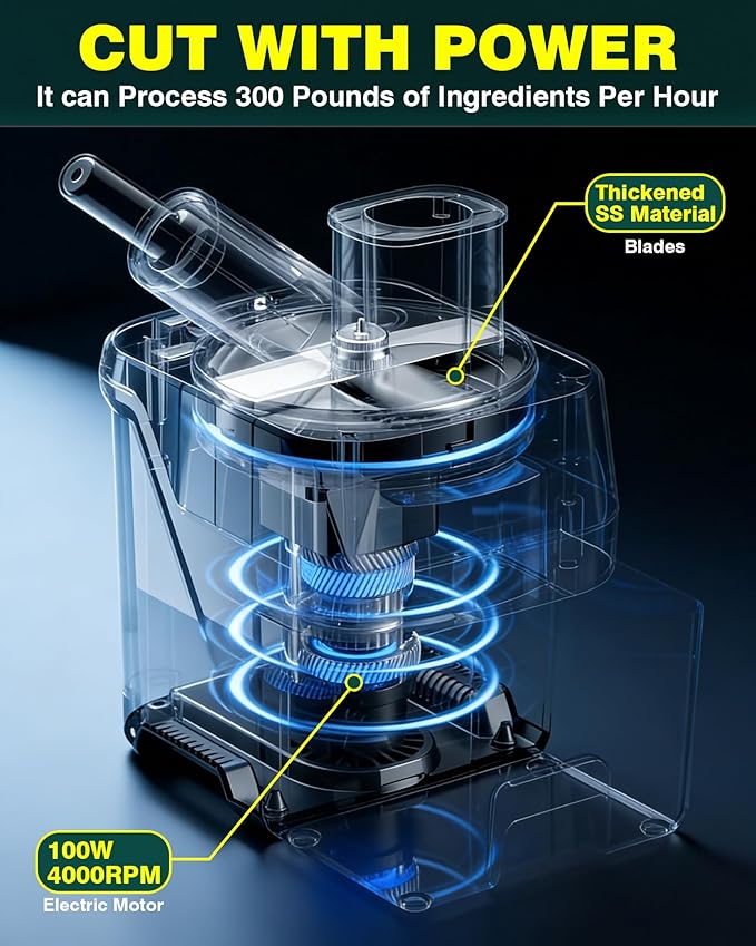 WantJoin 6 in 1 Electric Vegetable Chopper - Multifunctional Commercial Food Processor w/Magnetized Tray, Stainless Steel Blades for Slicing,Dicing,Chopping,Shredding,Wave Cutting,Diagonal Cutting
