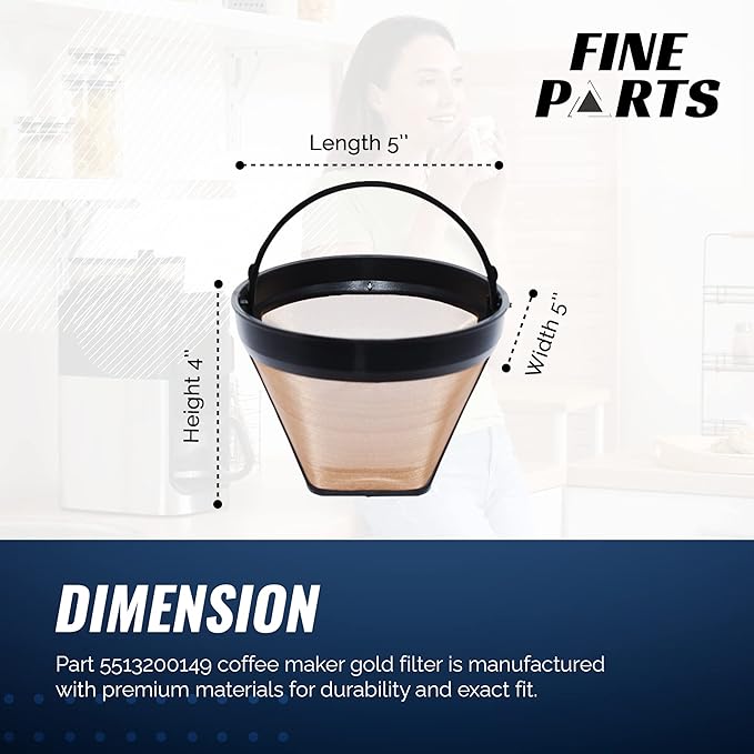Delonghi Coffee Filter Replacement - Delonghi 5513200149 Coffee Filter - Espresso Machine and Coffee Maker Compatible - Reusable Gold Filter - 1 Count
