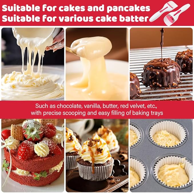 2pcs Cupcake Batter Dispenser Scoop, Dishwasher-Safe Baking Tool for Precise Portioning of Muffins, Cupcakes, Cookie Dough & Pancakes - Mess-Free Kitchen Gadget(COLOR:white)