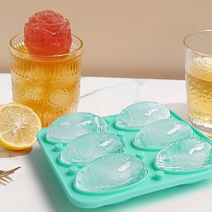 Zorazio 2Pack Football Ice Cube Tray,Football Shaped Novelty Silicone Ice Cube Mold, Large Ice Cube Tray with Lid for Whiskey, Cocktails, Football