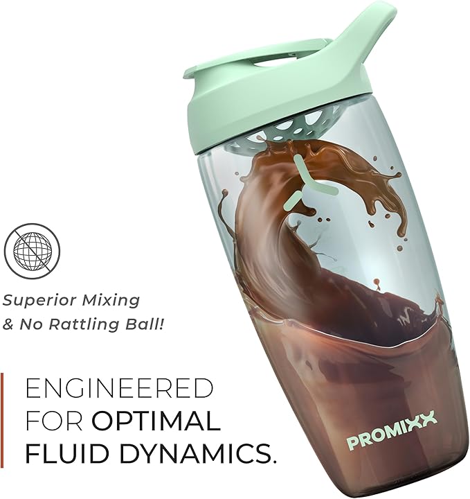 Promixx Pursuit Protein Shaker Bottle (32 oz) – Silent No-Ball Mixer, Leak-Proof Lid, BPA/BPS & Phthalate-Free ECOZEN – Easy-Clean Shaker Cup for Protein Shakes, Pre & Post-Workout Smoothies