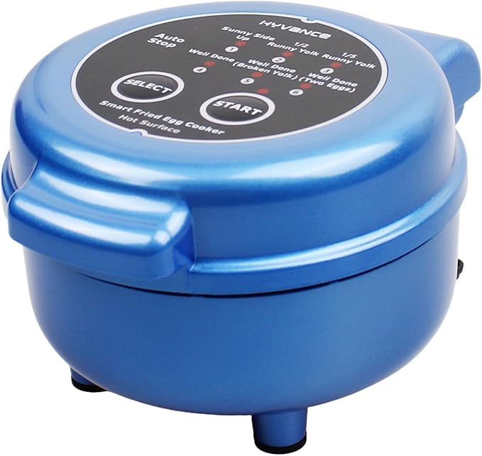 Hyvance Smart Fried Egg Cooker, Automatic Fried Egg Maker for 6 Features like Sunny Side Up, Over Easy, Fully Cooked & More. Auto Power Off, Alarm, Round Shape, Non Stick Coating