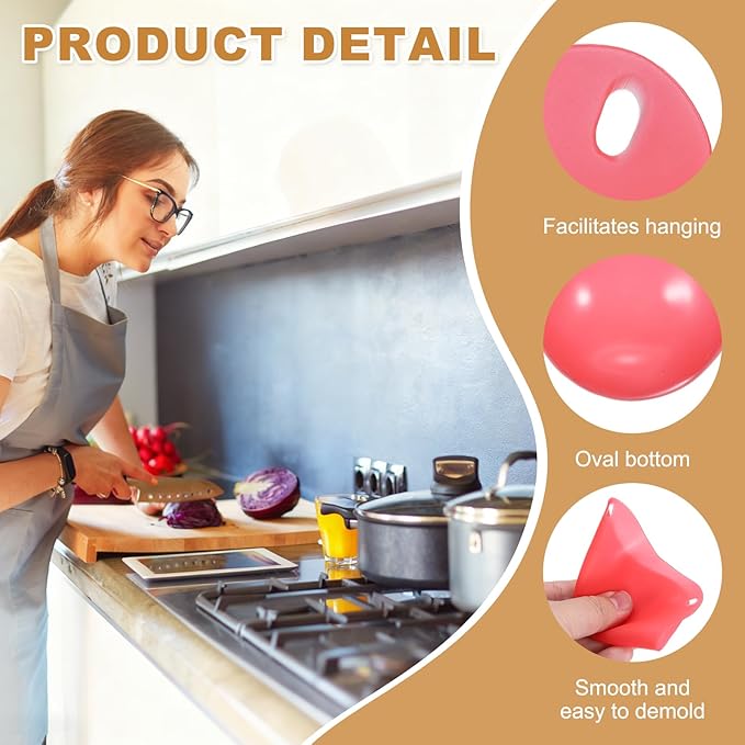 uxcell 4 Pack Egg Poacher, Nonstick Silicone Egg Poacher Cups Poached Cups Kitchen Breakfast Gadget for Microwave Air Fryer Stove Top Cooking Boiled Poached, Bright Red