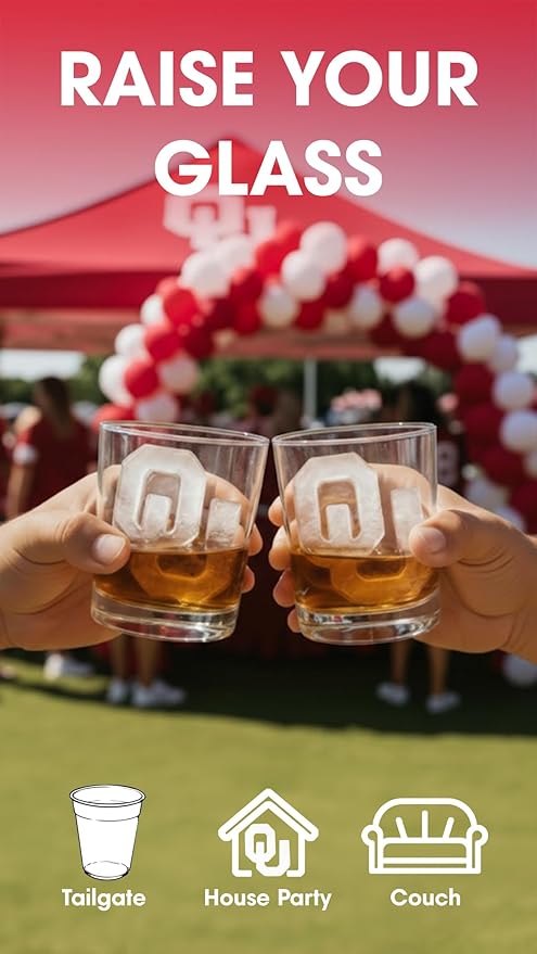 TEAM ICE - Oklahoma Silicone Ice Cube Tray - Large Silicone Ice Cube Mold for Whiskey & Cocktails, Durable Ice Tray for Game Day Drinks, College Logo Ice Mold for Fans & Tailgate Parties