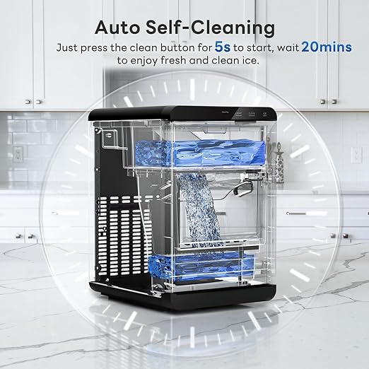 Kismile Nugget Ice Maker Countertop, 44Lbs/Day Sonic Ice Machine, Fast Ice Ready in 10–14 Mins, 2026 Upgraded Small Ice Maker with Self-Cleaning for Home, Party, RV & Office