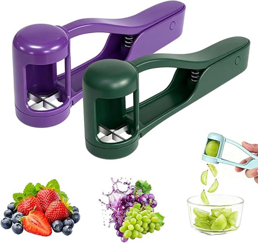 Grape and Cherry Tomato Cutter, Fruit Slicer Handheld, One Second Fruit Slicer for Cherry Tomatoes, Ideal for Grapes, Cherry Tomatoes, Strawberries, Blueberries, And Small Fruits (F)