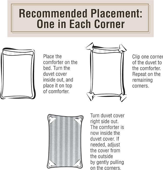 FRESH IDEAS Comforter Clips for Duvet Covers, Helps Prevent Blanket from Bunching or Shifting, 4-Pack