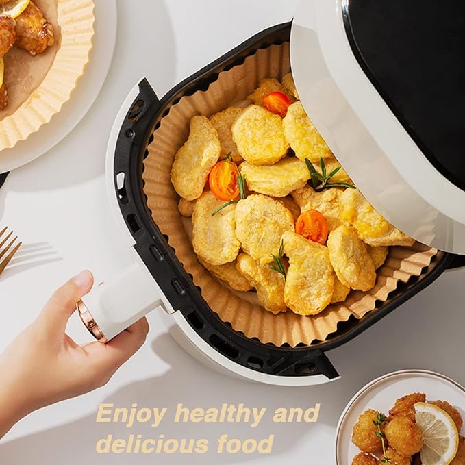 Ailun Air Fryer Paper Liners 8inch, 100PCS Non-Stick Parchment Paper,Oil Resistant,Disposable Food Grade Free of Bleach Paper Round for 5-8 QT Air Fryer Baking Roasting Microwave