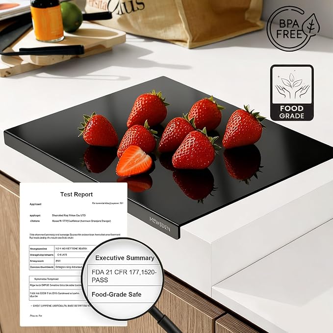 Black Cutting Boards for Kitchen, Acrylic Cutting Board with Counter Lip Countertop Protector, Non-Slip Tablas Para Picar Cocina, Kitchen Decor Apartment Essentials House Warming Gifts(16.1"x12.5")