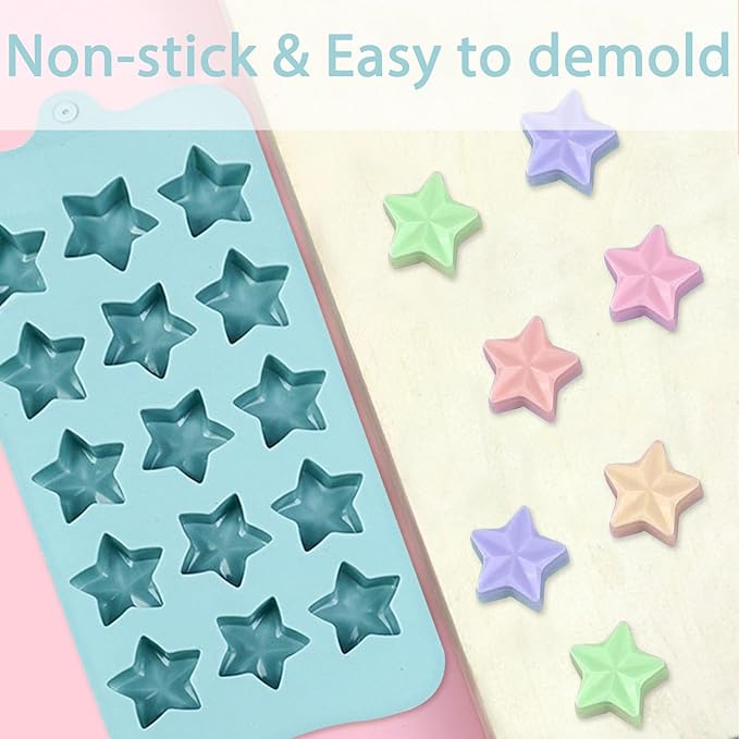 Star-Shaped Silicone Molds, 2-Pack, 15 Cavities Each, Blue