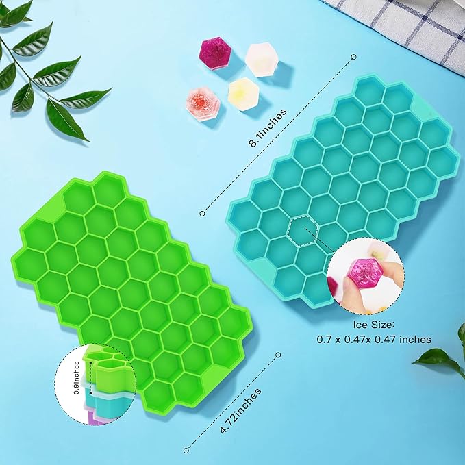 Azyh Ice Cube Trays for Freezer, 3 Pack Ice Cube Tray with Lid, Silicone Ice Cube Mold with Lid-37 Grid,Easy-Release Reusable 111 PCS Small Ice Cube for Iced Coffee Cocktail Whisky Chocolate Soup Food