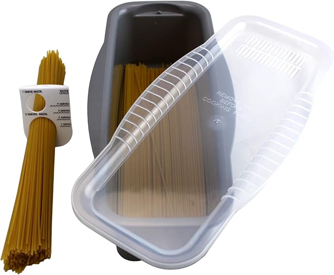 Microwave Pasta Cooker with Built-in Portion Tool – BPA-Free, Non-Stick Quick Meal Maker for Pasta, Ramen & Veggies – Ideal for Dorms, Small Kitchens, and RVs by Dependable Industries