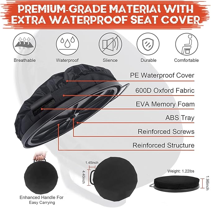 WarBull 5 Gallon Bucket Seat, 360-Degree Swivel Seat Foam Cushion Bucket Seat Lid with Waterproof Cover for Dove Duck Hunting, Fishing, Baseball, Gardening and Camping