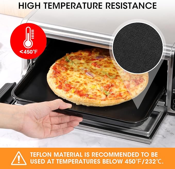 AIEVE Air Fryer Liners, 4 Packs Teflon Oven Liners for Bottom of Oven Compatible with Ninja Foodi SP101 SP201 SP301 SP351, Reusable Non-stick Air Fryer Baking Mat Sheets (12"x12")