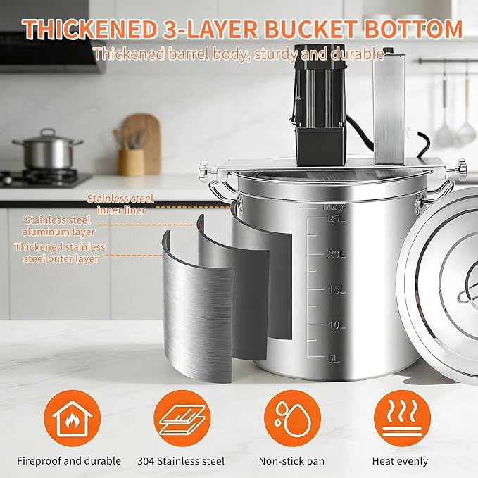 Automatic Food Mixer, Speed Adjustable, Sauce Stirrer Frying Machine, 4-Blade Stirring Scraper, Pot Seasoning Bottom Soup Sauce Stirrer for Making Jam, Sauce 80L