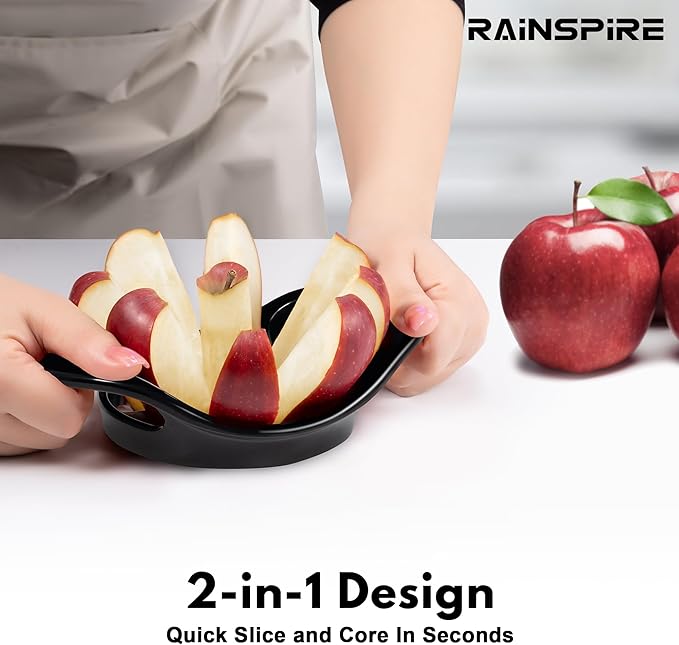 Rainspire Apple Cutter 8 Slices, 8 Blade Apple Slicer and Corer, Apple Corer Tool with Stainless Steel Blades, Super Sharp Fruit Cutter Fruit Slicer (Black)