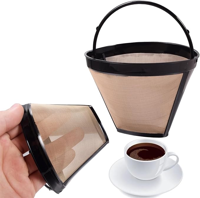 Reusable NO.4 Basket Cone Coffee Filters,8-12 Cup Replacement Coffee Filter for Cuisinart Coffee Makers,Machines and Brewers (2 PC Coffee Filters)