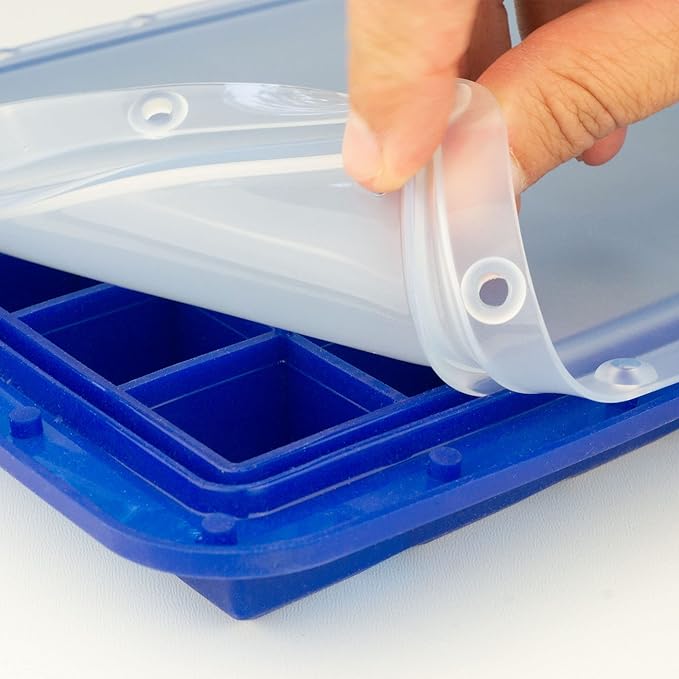 Lurch 240755 Ice Former Arctic Cube 3 cm Blue Ice Cube Tray for 30 Ice Cubes with Transparent Lid Blue