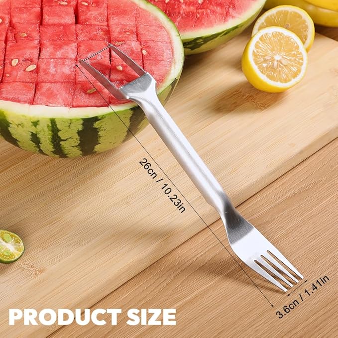 2-In-1 Stainless Steel Fruit Cutter,2025 Upgrade Watermelon Cutter Slicer Tool,Watermelon Cutter and Fork Slicer for Mom Dad Teacher,Melon Fruit Knife (2PC)