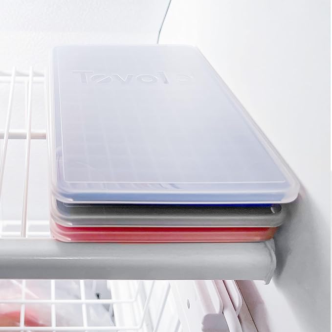 Tovolo Mini Ice Cube Tray with Lid Set of 3 Assorted Colors Small Ice Maker for Freezer, Silicone Mini Ice Cube Trays Square Nugget Ice Makes Tiny Cubes BPA Free Stackable Dishwasher Safe, Assorted