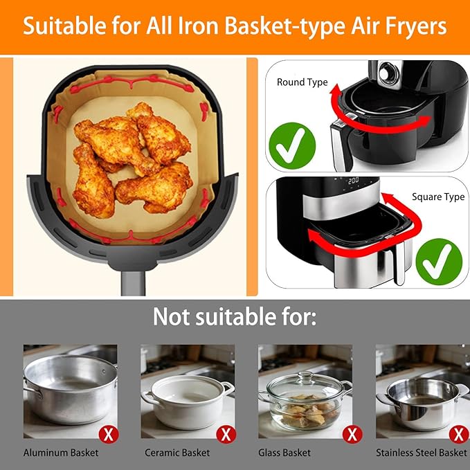 Air Fryer Magnets for Parchment Paper, Upgraded Air Fryer Magnets Silicone Buckle High-Temp Resistant Air Fryer Accessories Locks Disposable Liners Safely (Red)