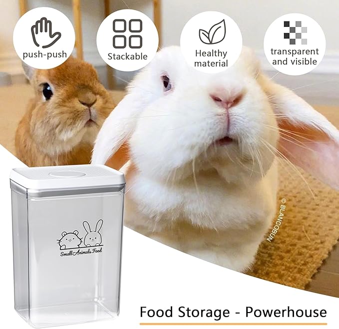 Pet Treat Storage Container,Clear Airtight Food Container One Button Opening Food Containers,with Handled Lid and Measuring Spoon Clear,for Storage Hamster Sand,Rabbit Food,Rabbit Nuggets Etc