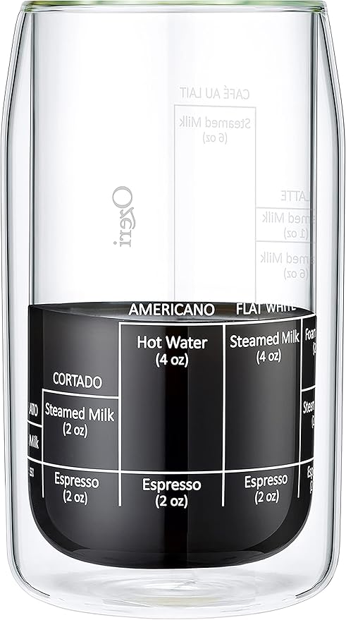 Ozeri Moderna Artisan Series Double Wall Barista Coffee Glass, 15 oz, Clear