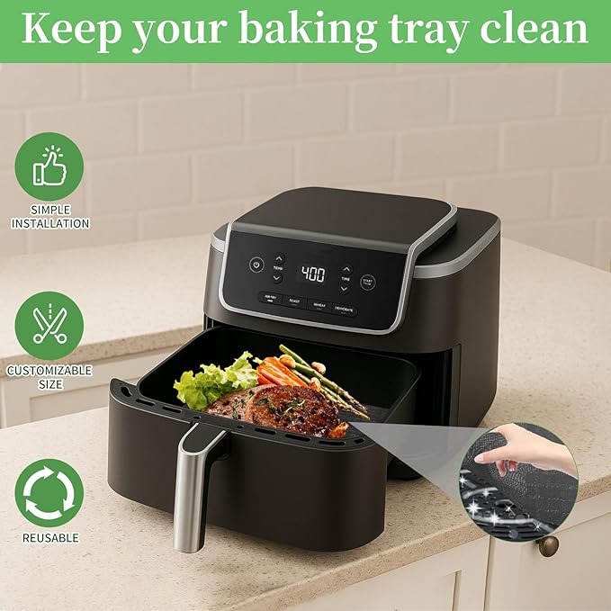 4-Pack Fiberglass Liners for Ninja Air Fryer Pro 4-in-1 AF141, 8.27"* 8.27" Reusable and Versatile Replacement for Ninja Air Fryer Parchment Paper Heat-Resistant Non-Disposable