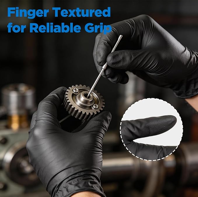 5 Mil Black Nitrile Gloves Disposable, Small 100Pcs + 5 Bonus Travel Packs, Food Service, Non latex, Powder Free, Textured Grip for Cleaning, Cooking Food Prep, Kitchen, Nail Tech, Pet Care