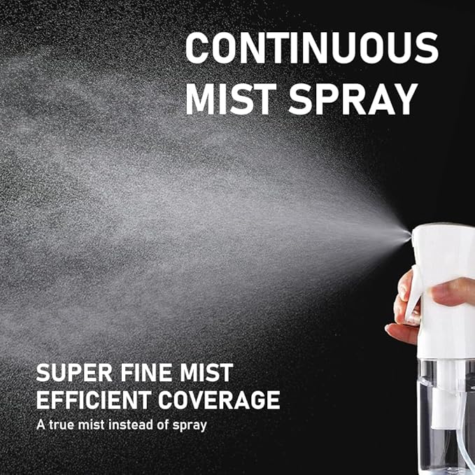 ELEMSY Spray Bottle For Hair (2 Pack 6.8 OZ) Continuous Mister Empty Spray Bottles, Ultra Fine Mist Water Sprayer for Hairstyling, Cleaning, Plants, Pets, Barbers, Salons, Essential Oil Scents