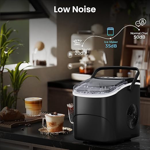 Antarctic Star Pro-Grade Countertop Ice Maker, 9 Cubes in 6 Mins, 26lbs/Day, Self-Cleaning, 2 Sizes, Ultra-Quiet for Home Bar, Kitchen, Office & Entertaining