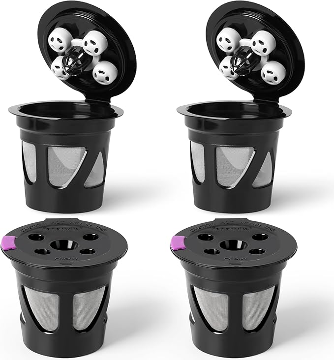 Reusable K Cups for Keurig, 4-Pack Refillable Coffee Pods with 5 Holes, Compatible with Keurig K Supreme, K Slim, K-Duo Gen2, K-Brew Chill (MultiStream Technology)