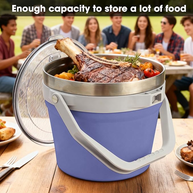 COKTIK 7L Insulated Ice Bucket with Lid，Double Wall Vacuum Stainless Steel Beverage Bucket Keeps Frozen Longer，Holds 6 Longnecks or 3 Bottles of Wine，for Cocktail, Champagne(Deep purple)