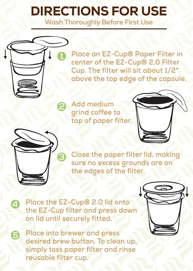 Perfect Pod EZ-Cup 2.0 Starter Pack | 1-Stream Reusable K Cup Coffee Pod Capsule with 25 Disposable Paper Filters (Starter Pack)